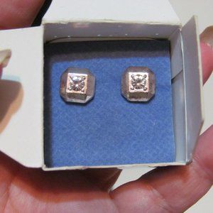 Avon Classic Stud silver tone rhinestone pierced earrings NIB
